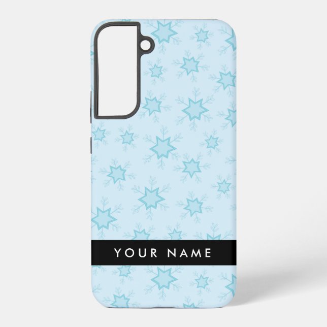 Funda Para Samsung Galaxy Ice Blue Snowflakes, su nombre, Personalice (Reverso )