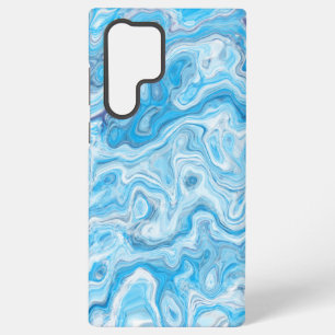 Funda Para Samsung Galaxy S22 Ultra Icy Blue Colorful Abstract Textura de Mármol Líqui