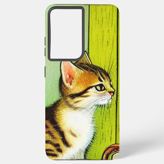 Funda Para Samsung Galaxy Ilustracion de gato de tabby de época (Reverso )