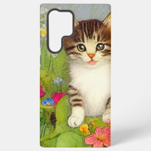 Funda Para Samsung Galaxy S22 Ultra Ilustracion de gato sonriente vintage