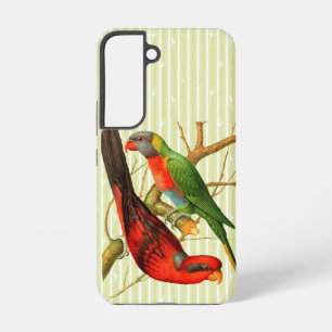 Funda Para Samsung Galaxy S22 Ilustracion de loros rojos y verdes coloridos