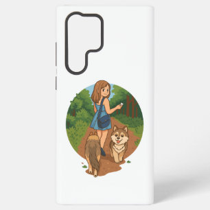 Funda Para Samsung Galaxy S22 Ultra Ilustración de mamá de perro lindo paseando cachor