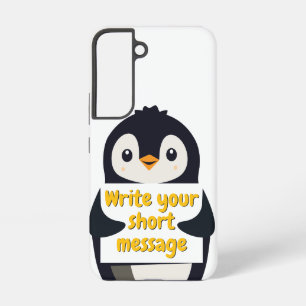Funda Para Samsung Galaxy S22 Ilustración de pingüino sosteniendo cartel persona
