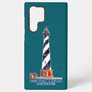 Funda Para Samsung Galaxy S22 Ultra Ilustración en Acuarela del Faro de Cape Hatteras