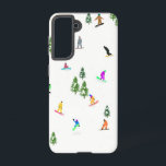 Funda Para Samsung Galaxy S21 Ilustracion moderno de Snowboard<br><div class="desc">ilustracion de arte de Guay de pintorescos snowboard,  snowboard downhill en Mountains entre pinos,  abetos y pinos sobre nieve en polvo. Snowboard y deportes al aire libre de Navidad en un bosque de invierno. Regalos de Snowboard. Diseño de Snowboard para él</div>