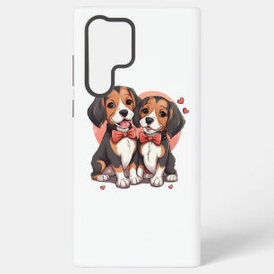 Funda Para Samsung Galaxy S22 Ultra Ilustración Romántica de Amor de Cachorro Beagle
