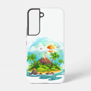 Funda Para Samsung Galaxy S22 Ilustracion tropical con vistas al océano