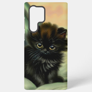 Funda Para Samsung Galaxy S22 Ultra Ilustración Vintage de Gatito Negro