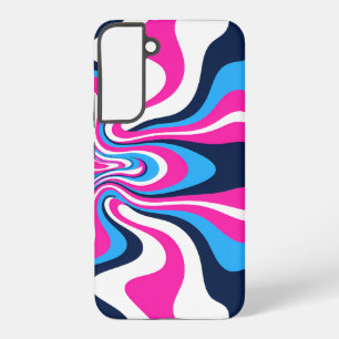 Funda Para Samsung Galaxy S22+ Impresión de Arte de Olas Retro Vibrantes - Diseño
