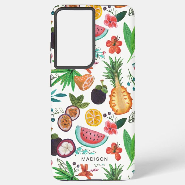 Funda Para Samsung Galaxy Impresión de fruta tropical ondulada (Reverso )