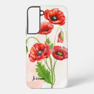 Funda Para Samsung Galaxy S22+ Impresión personalizada de amapolas en acuarela pr