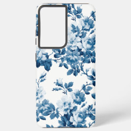 Funda Para Samsung Galaxy S21 Ultra Impresionante patrón floral azul