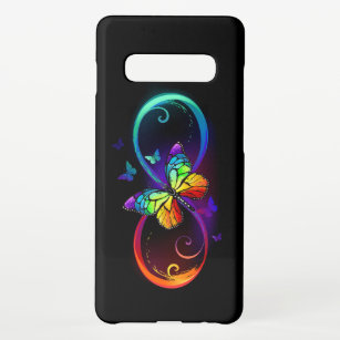 Funda Para Samsung Galaxy S10+ Infinito vibrante con mariposa arco iris sobre neg