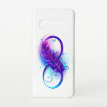 Funda Para Samsung Galaxy S10 Infinity with Purple Feather<br><div class="desc">Infinity symbol with a beautiful feather painted in purple and blue bright colors on white background.</div>