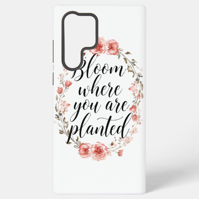 Funda Para Samsung Galaxy Inspirational Growth Quote with Pink Flowers (Reverso )