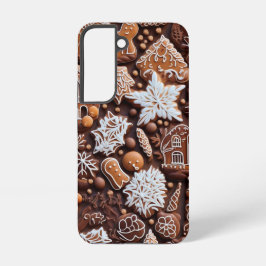 FUNDA PARA SAMSUNG GALAXY S22 INTRICATE BROWN & WHITE HOLIDAY GINGERBREAD COOKIE