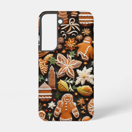 FUNDA PARA SAMSUNG GALAXY S22 INTRICATE BROWN & WHITE HOLIDAY GINGERBREAD COOKIE