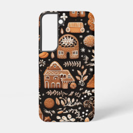 FUNDA PARA SAMSUNG GALAXY S22 INTRICATE BROWN & WHITE HOLIDAY GINGERBREAD COOKIE