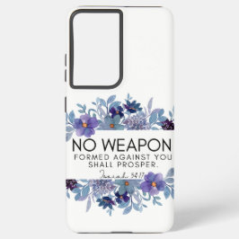 Funda Para Samsung Galaxy S21 Ultra Isaías 54:17 No se forma arma contra ti floral