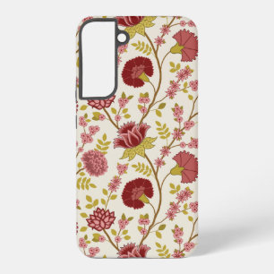 Funda Para Samsung Galaxy S22+ Jacobo Floral Big Pattern Reds Rosa Crema de oro