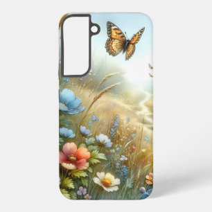 Funda Para Samsung Galaxy S22+ Jardín de Mariposas del Prado de Flores Silvestres