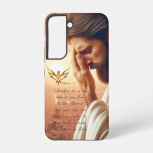 Funda Para Samsung Galaxy S22 Jesús Inspirador Orando Paloma Dorada Religioso