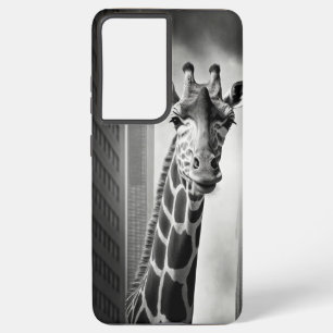 Funda Para Samsung Galaxy S21 Ultra Jirafa en un paisaje urbano