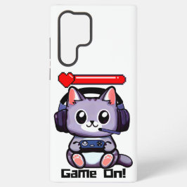 Funda Para Samsung Galaxy S22 Ultra Juego En Gato Jugador Con Barra De Estado