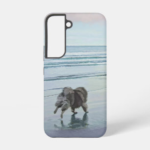 Funda Para Samsung Galaxy S22 Keeshonds en la orilla del mar Pintura Arte de per
