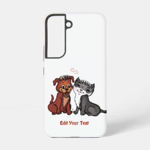 Funda Para Samsung Galaxy S22 Kitty y cachorro , Edita tu texto