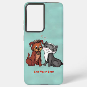 Funda Para Samsung Galaxy S21 Ultra Kitty y Puppy , Editar tu texto