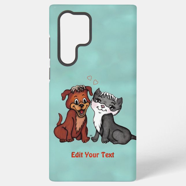 Funda Para Samsung Galaxy Kitty y Puppy , Editar tu texto (Reverso )