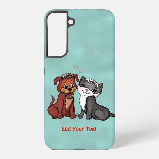 Funda Para Samsung Galaxy Kitty y Puppy , Editar tu texto (Reverso )