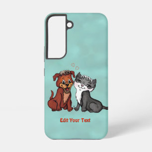 Funda Para Samsung Galaxy S22 Kitty y Puppy , Editar tu texto