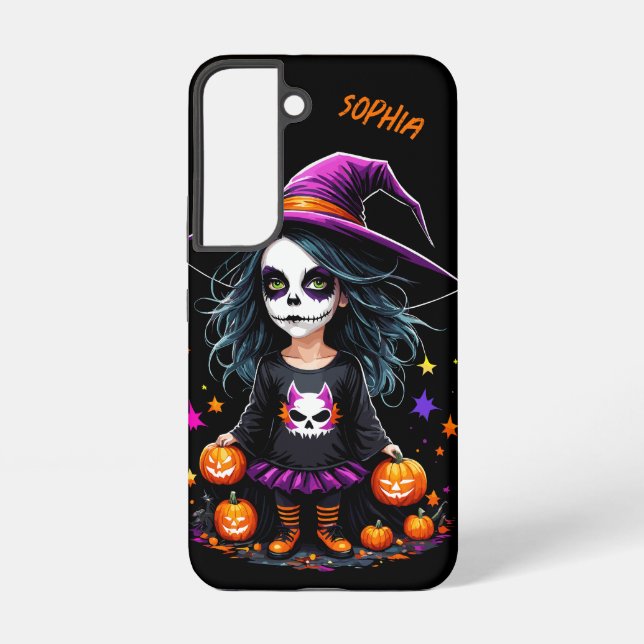 Funda Para Samsung Galaxy La adorable bruja de Halloween de Kawaii (Reverso )