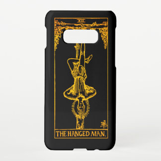 Funda Para Samsung Galaxy S10E La carta del hombre colgado Tarot | Negro y dorado