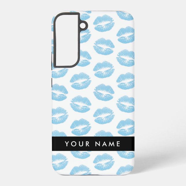Funda Para Samsung Galaxy Labios azules, besos, pintalabios, tu nombre, pers (Reverso )