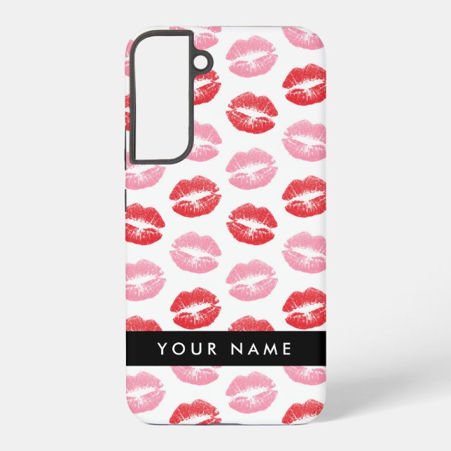 Funda Para Samsung Galaxy Labios rojos, labios rosados, besos, tu nombre, pe (Reverso )