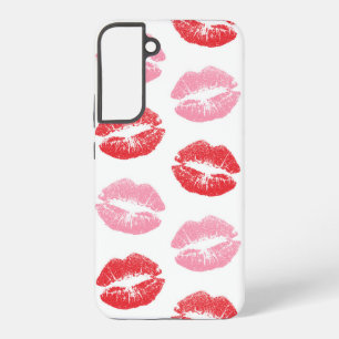 Funda Para Samsung Galaxy S22+ Labios Rojos y Rosados, Patrón de Labios, Lápiz La