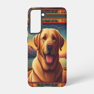 Funda Para Samsung Galaxy S21 Labrador Recuperador Perro Paisaje Floral decorati