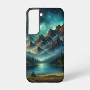 Funda Para Samsung Galaxy S22 Lago de montaña/cabaña bajo las estrellas