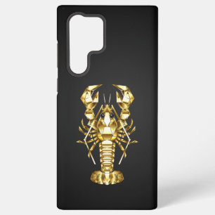 Funda Para Samsung Galaxy S22 Ultra Langosta de bogavante poligonal dorada sobre negro