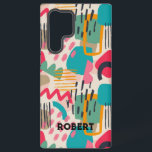 Funda Para Samsung Galaxy S22 Ultra Las formas abstractas coloridas grunen el patrón<br><div class="desc">Formas coloridas y líneas giratorias grunge con un fondo blanco. Monograma opcional.</div>