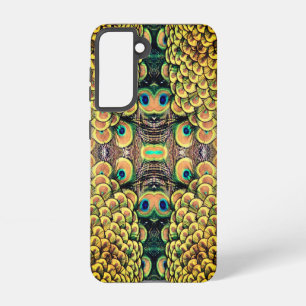 Funda Para Samsung Galaxy S21 Las plumas de pavo real verde esmeralda y oro
