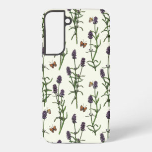 Funda Para Samsung Galaxy S22+ Lavanda y mariposas en blanco roto