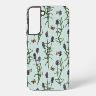 Funda Para Samsung Galaxy S22+ Lavanda y mariposas en vidrio marino