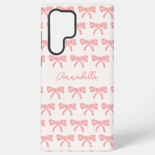 Funda Para Samsung Galaxy S22 Ultra Lazos a rayas rosadas y rojas coquette