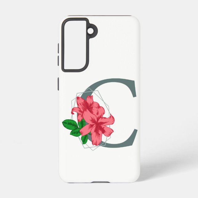 Funda Para Samsung Galaxy Letra mayúscula C monograma floral (Reverso )