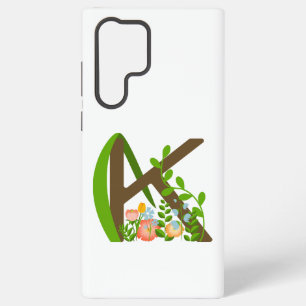 Funda Para Samsung Galaxy S22 Ultra Letra mayúscula monograma floral K