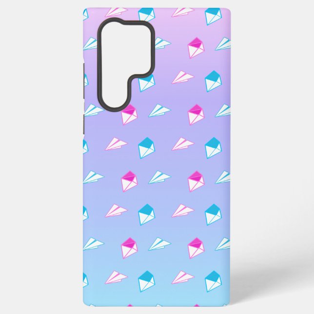 Funda Para Samsung Galaxy Letra y envelo de papel azul y rosa encantadores (Reverso )